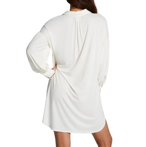 SZ L WHITE BUTTON DOWN PAJAMA GOWN - Picture 2 of 8